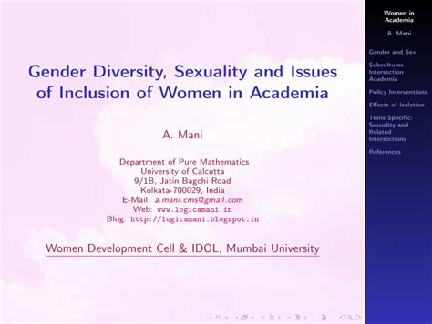 Pdf Gender Diversity Sexuality And Issues Of Inclusion Of Women In