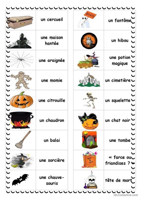 Halloween En Images Dictionnaire Vis Fran Ais Fle Fiches Pedagogiques