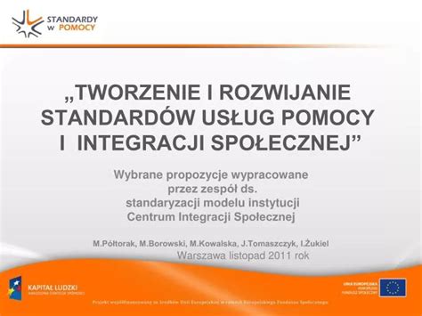 Ppt Tworzenie I Rozwijanie Standard W Us Ug Pomocy I Integracji