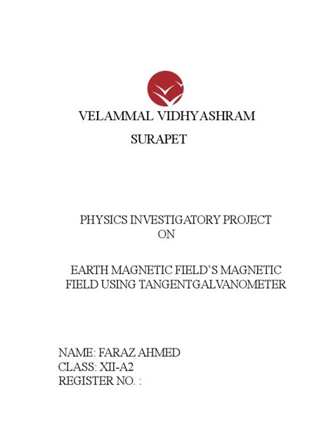 Physics Investigatory Project Class 12 T Pdf Earths Magnetic Field