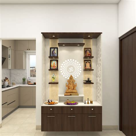 Compact Sized Classic Style Convenient Pooja Room Design Livspace Pooja Room Design Temple