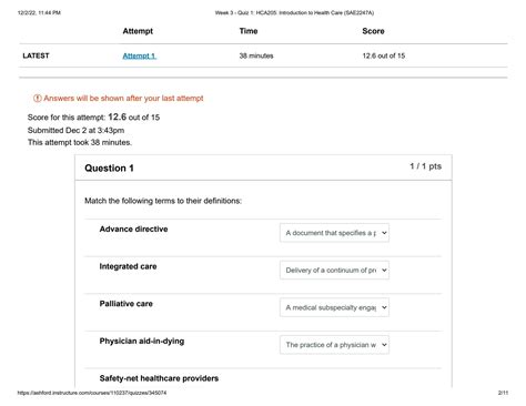 Solution Week Quiz Hca Introduction To Health Care Sae A