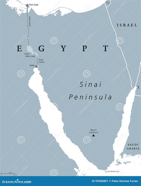 Sinai Peninsula Egypt Political Map Stock Vector Illustration Of Suez Asia 95906801