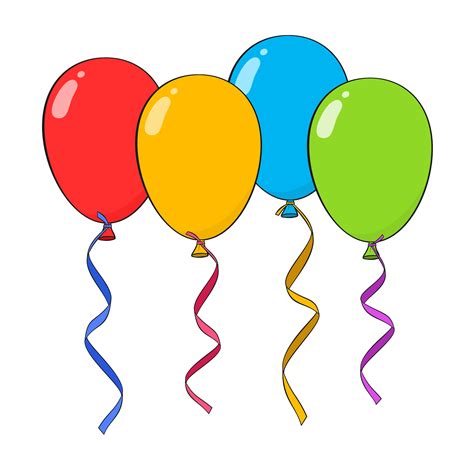 Colorful Balloons With Ribbons Cartoon 25377609 Vector Art At Vecteezy