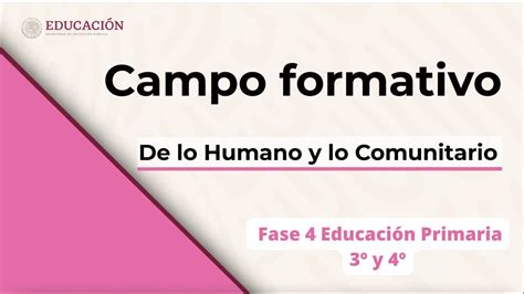 Campo Formativo De Lo Humano Y Lo Comunitario Fase Educaci N Primaria