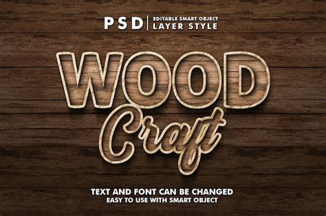 Effet De Texte Réaliste En Bois 3d Psd Premium Avec Objet Intelligent