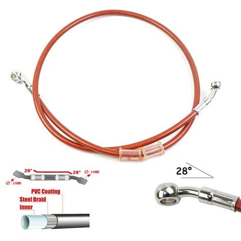 Orange 400 To 2200mm Hydraulic Brake Hose DOT Oil Pipe Line Braided