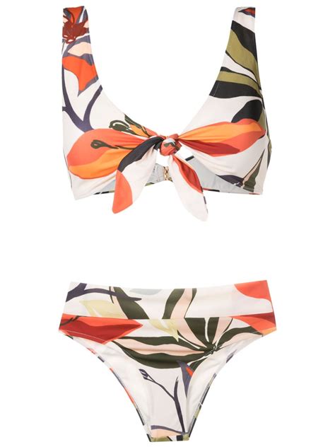 Brigitte Palm Print Bikini Set Multicolour Farfetch Uk