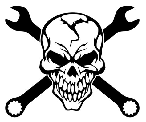 Cross Wrench Skull Vinyl Decal Bumper Sticker Mechanic Auto Truck