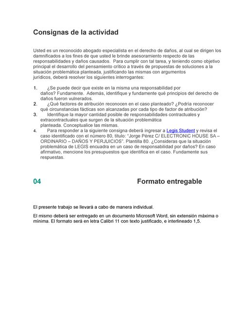 Consignas De La Actividad Da Os Consignas De La Actividad Usted Es Un