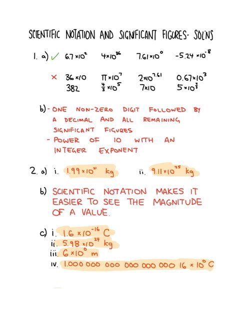 Scientific Notation And Significant Figures Solutions Pdf Pdf