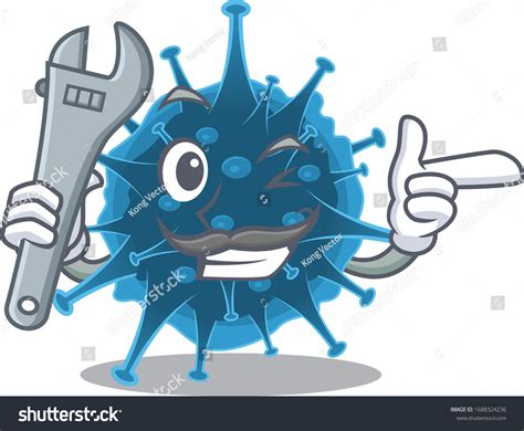 Picture Cool Mechanic Moordecovirus Cartoon Character Stock Vector