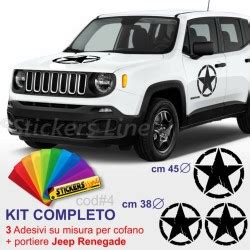 Adesivi Stella Militare Kit Completo Portiere Cofano Jeep Renegade Us