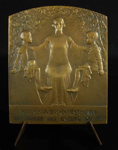 MÉDAILLE CAISSE DES écoles Ve arrondissement Paris c1930 art déco à J