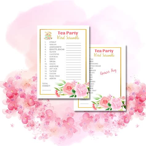 Tea Party Activities Tea Party Printable Ladies Tea Party Games Shower Game Tea Party Game