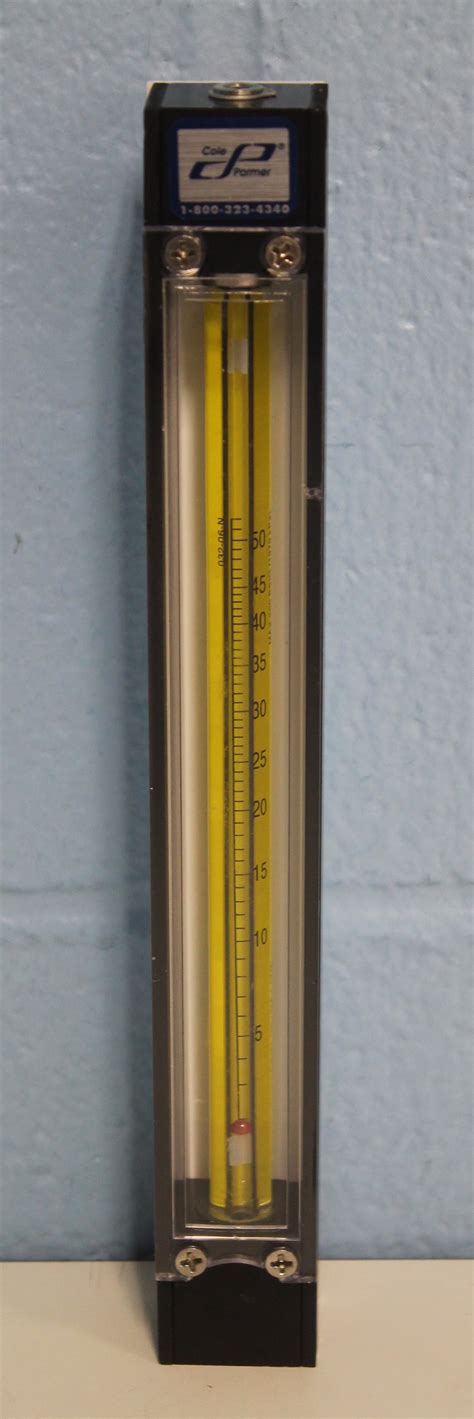 Cole Parmer Mm Flowmeter Aluminum Sapphire Float For Air Ml Min