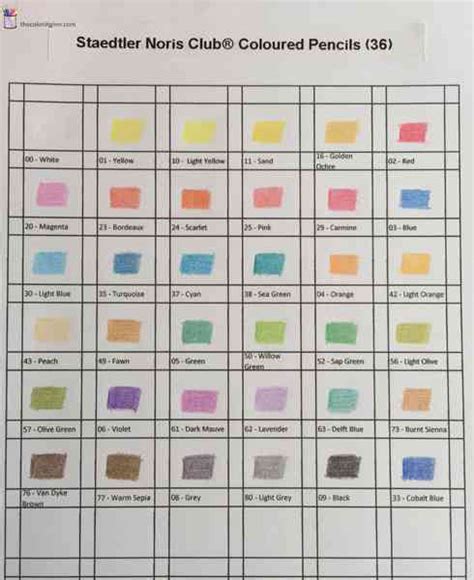 Color Charts For Colored Pencils The Coloring Inn