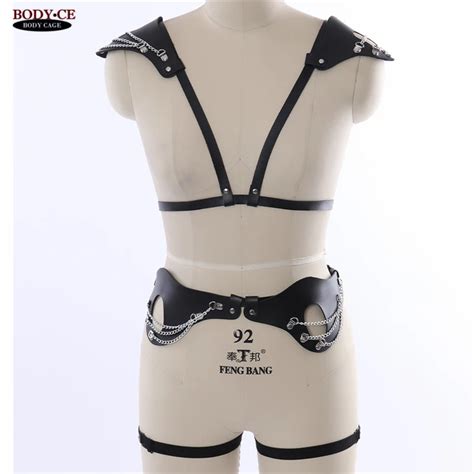 Women Fashion Leather Harness Punk Gothic Handmade Leather Body Bdsm