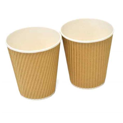 Kraft Oz Ripple Wall Paper Cups X Suitable Lids Aregfc