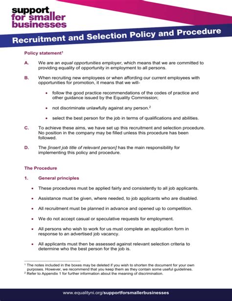 Model Recruitment And Selection Policy And Procedure