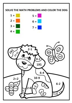 Color the dog: Math problems by Carla Silva | Teachers Pay Teachers