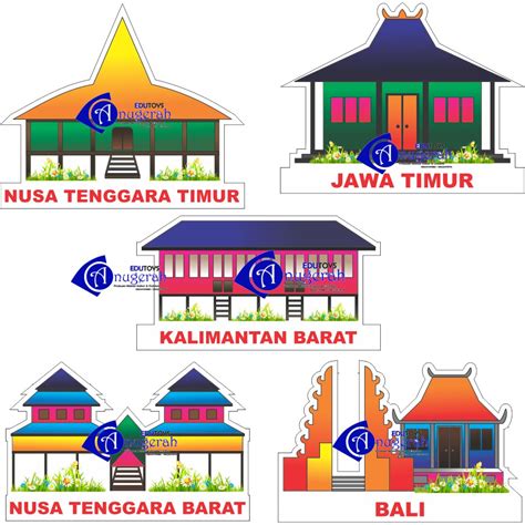Jual Maket Rumah Adat 34 Provinsi Mainan Berdiri Rumah Adat 2d