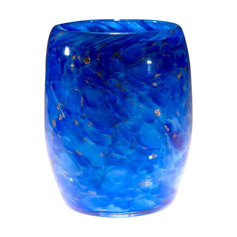 Votive Candle Holder Hand Blown Art Glass In Lapis Blue