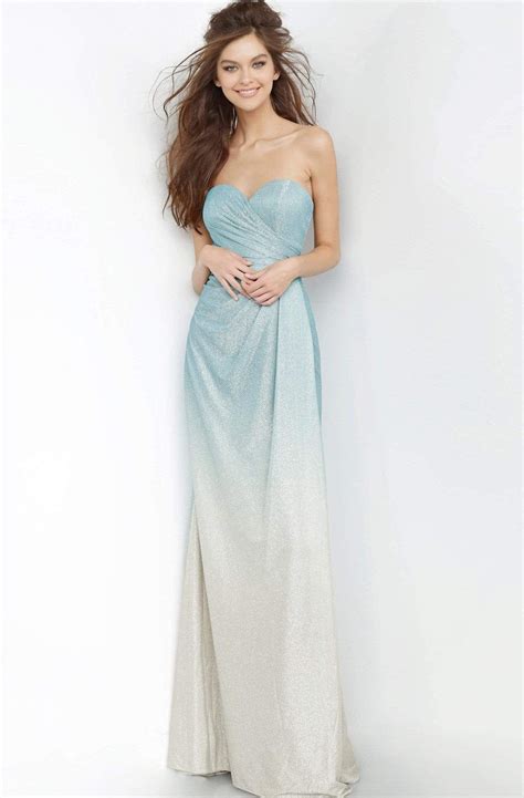 Jvn By Jovani Jvn01015 Strapless Sweetheart Shimmer Ombre Gown Strapless Prom Dresses