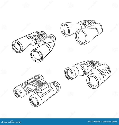 Binocular Binocular Hand Drawing Vector Illustration Binocular Sketch