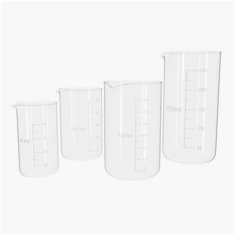 Long Beakers Set Of 4 Small 50 250ml 3d Model 49 Blend Fbx