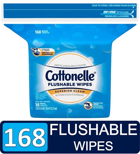 Cottonelle Freshcare Flushable Wet Wipes Resealable Refill Pack 168