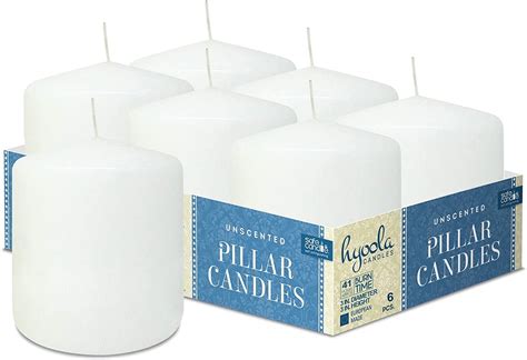 Hyoola 3 X 3 White Unscented European Made Pillar Candles Dripless Paraffin Wax With Smokeless