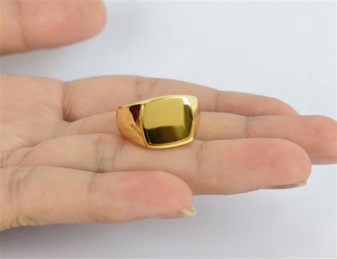 K Gold Filled Square Signet Ring Smooth Plain Top Signet Etsy