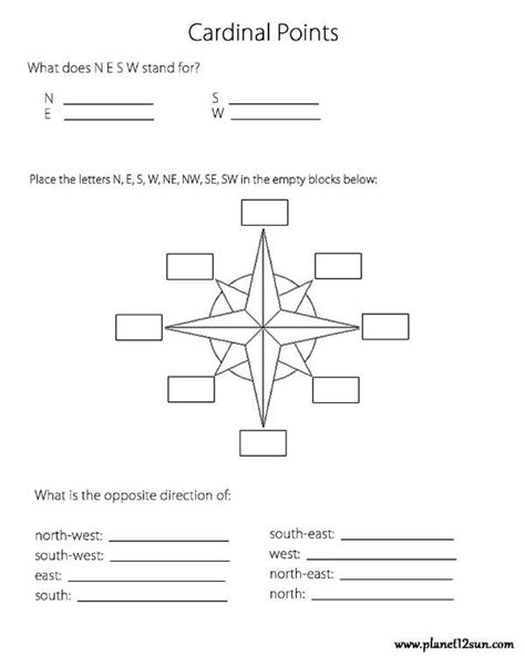 Cardinal Directions Worksheets 99worksheets