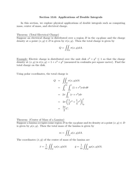 Section Applications Of Double Integrals