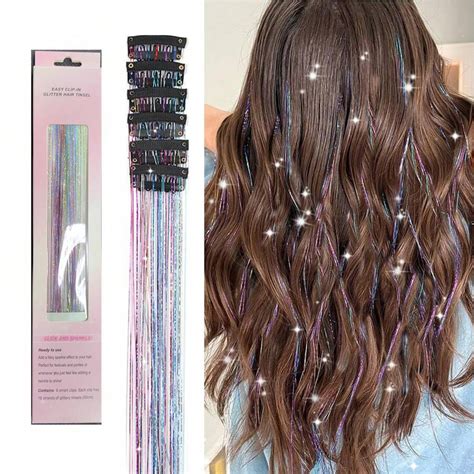 Pcs Threadsclip In Hair Tinsel Kit Glitter Fairy Tinsel Hair