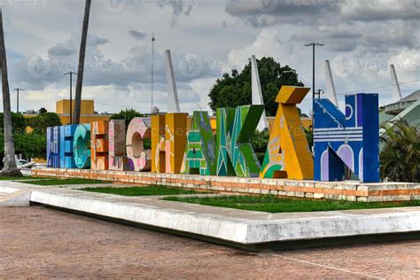 Colorful Letters Of The City Of Hecelchakan In Campeche Mexican