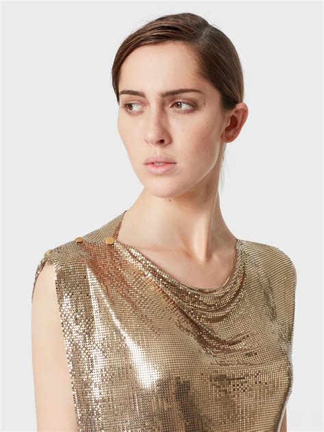 Gold Chainmail Drapé Pression Dress Rabanne