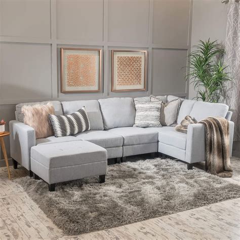 Christopher Knight Home Bridger Light Grey Fabric Sectional | SBW