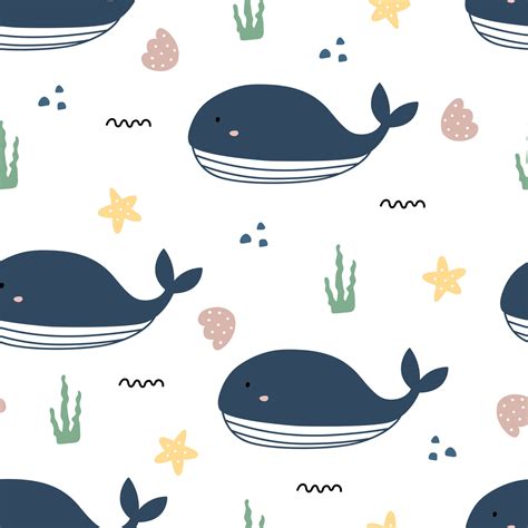 Cute Cartoon Whale Wallpaper