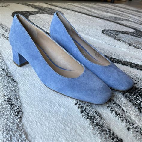 Franco Sarto Blue Suede Mid Heel Size 65 Very Depop