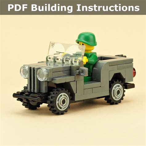 Lego Moc Old Army Jeep Pdf Building Instructions No Bricks Etsy