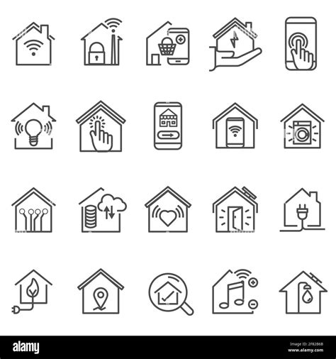 Set Of Smart Home Icon Outline Home Property Energy Real Estate