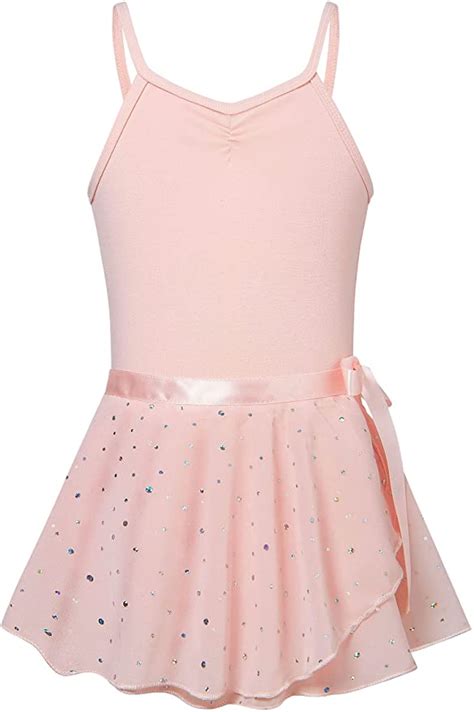 Allifly Ballet Leotards For Girls Dance Dress With Shiny Sequin Skirt