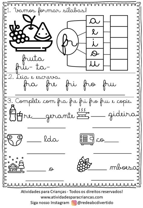 Famílias Silábicas Complexas Silabas Complexas Atividades