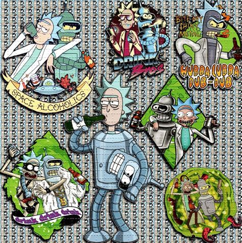 Bender Rick And Morty Space Alcoholics Blotter Art Perforated Sheet