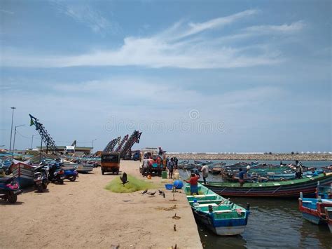 Barcos Pesqueros En El Puerto Pesquero Kanyakumari Distrito Tamilnadu