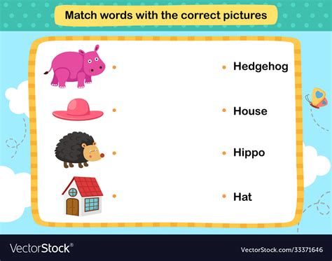 Match Words With Correct Pictures Royalty Free Vector Image