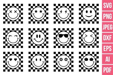 Bundle Smiley Face Checkered Pattern Svg Graphic By Svgdesignrocket