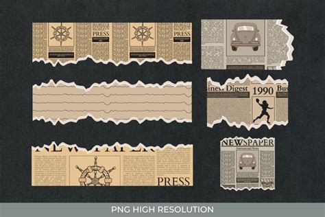 Newspaper Face Pattern Torn Paper Scrapbooking PNG